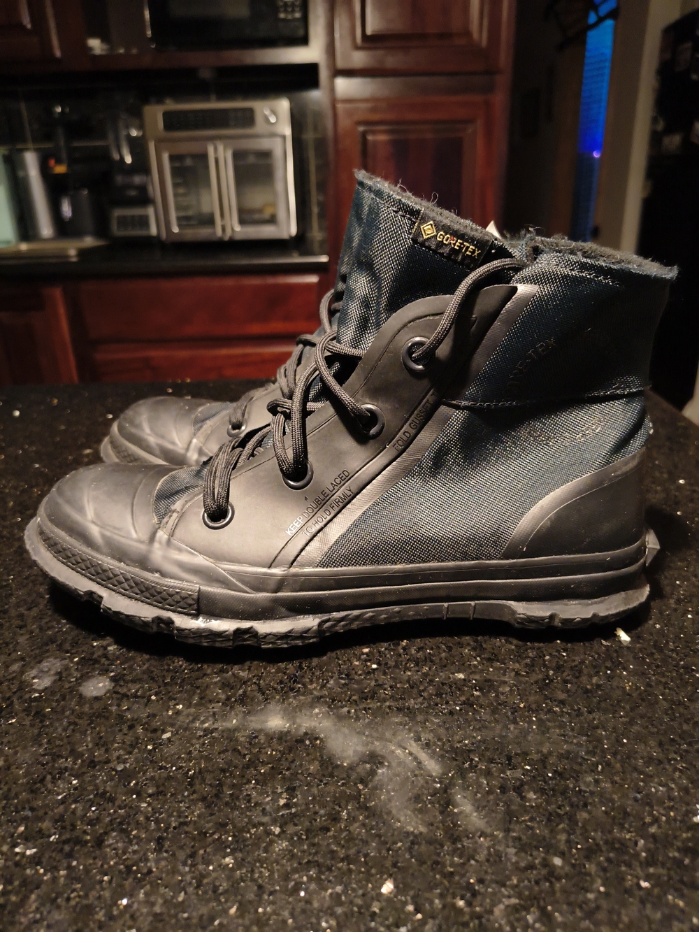 GORE-TEX Black and Dark Green High-Top Waterproof Boots